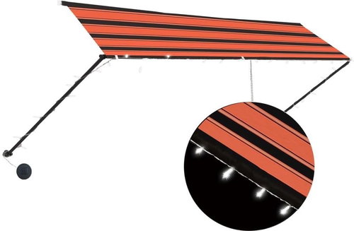 Zatahovací markýza s LED světlem 400 x 150 cm oranžovo-hnědá - Markýza - Main image