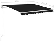 Zatahovací markýza senzor větru a LED 350 x 250 cm antracitová - Markýza