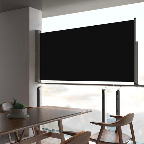 Zatahovací boční markýza / zástěna na terasu 80 x 300 cm černá - Markýza - Main image