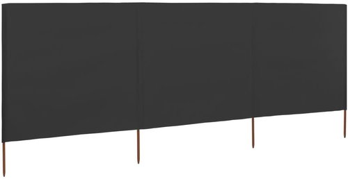 3-part screen against the wind anthracite 400 x 120 cm fabric - Screen - Main image