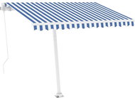 Volně stojící ručně zatahovací markýza 300 x 250 cm modrobílá 3069496 - Markýza