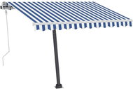 Volně stojící ručně zatahovací markýza 350 x 250 cm modrobílá 3069716 - Markýza