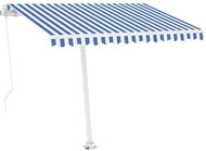 Volně stojící ručně zatahovací markýza 350 x 250 cm modrobílá 3069516 - Markýza