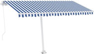 Volně stojící ručně zatahovací markýza 400 x 300 cm modrobílá 3069736 - Markýza
