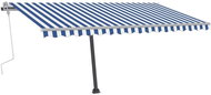 Volně stojící ručně zatahovací markýza 450 x 300 cm modrobílá 3069756 - Markýza