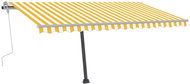 Volně stojící ručně zatahovací markýza 450 x 300 cm žlutobílá 3069558 - Markýza