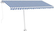 Volně stojící ručně zatahovací markýza 450 x 300 cm modrobílá 3069556 - Markýza