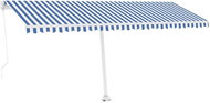 Volně stojící ručně zatahovací markýza 500 x 300 cm modrobílá 3069776 - Markýza