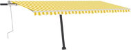 Volně stojící ručně zatahovací markýza 500 x 350 cm žlutobílá 3069658 - Markýza
