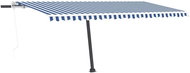 Volně stojící automatická markýza 500 x 350 cm modrobílá 3069866 - Markýza