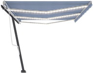 Ručně zatahovací markýza s LED světlem 600 x 300 cm modrobílá 3069161 - Markýza