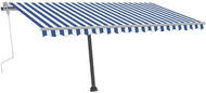 Ručně zatahovací markýza s LED světlem 400 x 350 cm modrobílá 3069821 - Markýza