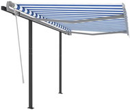 Ručně zatahovací markýza se sloupky 3,5 x 2,5 m modrobílá 3070116 - Markýza