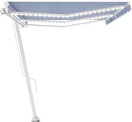 Ručně zatahovací markýza s LED světlem 600 x 300 cm modrobílá 3069801 - Markýza