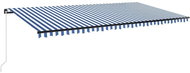 Ručně zatahovací markýza s LED světlem 600 x 350 cm modrobílá 3069881 - Markýza