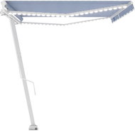 Ručně zatahovací markýza s LED světlem 500 x 350 cm modrobílá 3069661 - Markýza