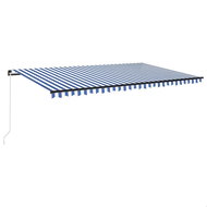 Ručně zatahovací markýza s LED světlem 500 x 350 cm modrobílá 3069221 - Markýza