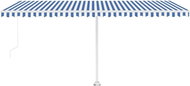 Ručně zatahovací markýza s LED světlem 500 x 300 cm modrobílá 3069781 - Markýza