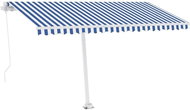 Ručně zatahovací markýza s LED světlem 450 x 300 cm modrobílá 3069121 - Markýza