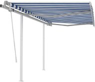 Ručne zaťahovacia markíza so stĺpikmi 3 × 2,5 m modro-biela 3069896 - Markíza