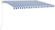 Ručně zatahovací markýza s LED světlem 400 x 300 cm modrobílá 3069541 - Markýza
