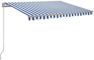 Ručně zatahovací markýza s LED světlem 300 x 250 cm modrobílá 3068861 - Markýza