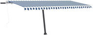 Automatická markýza LED a senzor větru 500 x 300 cm modrobílá 3069151 - Markýza