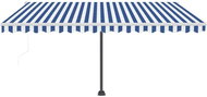 Automatická markýza LED a senzor větru 400 x 350 cm modrobílá 3068991 - Markýza