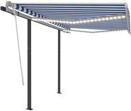 Automatická markýza LED a senzor větru 3,5 x 2,5 m modrobílá 3069931 - Markýza