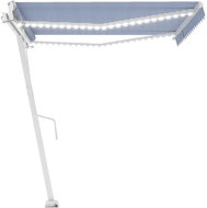 Automatická markýza LED a senzor větru 450 x 300 cm modrobílá 3069571 - Markýza