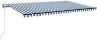 Automatická markýza LED a senzor větru 500 x 300 cm modrobílá 3069791 - Markýza