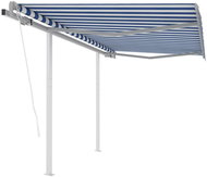 Automatická zatahovací markýza se sloupky 3,5 x 2,5 m modrobílá 3070126 - Markýza