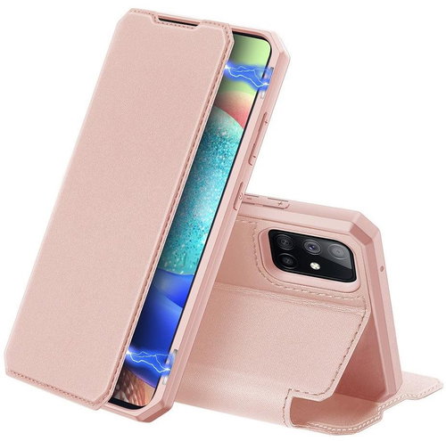 DUX DUCIS Skin X knížkové kožené pouzdro na Samsung Galaxy A71 5G, růžové - Phone Case - Main image