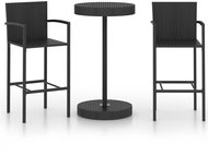 3-piece garden bar set with cushions polyrattan black 3064769 - Garden Furniture