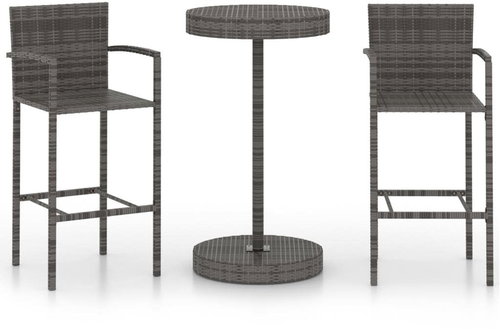 3-piece garden bar set polyrattan grey 3064770 - Garden Furniture - Main image