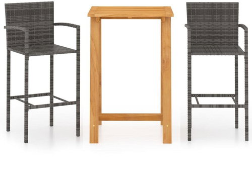 3-piece garden bar set grey 3067954 - Garden Furniture - Main image