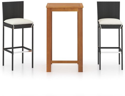 3-piece garden bar set with cushions black 3067974 - Garden Furniture - Main image