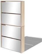 Shoe rack, four tiers, mirrored, oak 63x17x134 cm 273935 - Shoe Rack