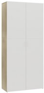 Shoe rack white and sonoma oak 80×35,5×180 cm chipboard 800293 - Shoe Rack