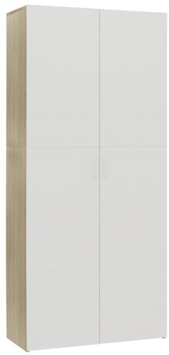 Shoe rack white and sonoma oak 80×35,5×180 cm chipboard 800293 - Shoe Rack - Main image
