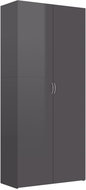 Shoe rack grey with high gloss 80×35,5×180 cm chipboard 800296 - Shoe Rack