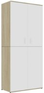 Shoe rack white and sonoma oak 80×39×178 cm chipboard 802863 - Shoe Rack