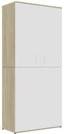 Shoe rack white and sonoma oak 80×39×178 cm chipboard 802863 - Shoe Rack