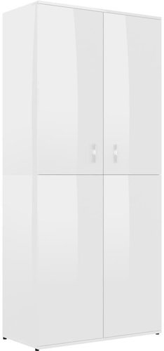 Shoe rack white with high gloss 80×39×178 cm chipboard 802864 - Shoe Rack - Main image