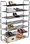 Shoe rack with 7 shelves metal and plastic black - Shoe Rack