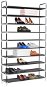 Shoe rack with 10 shelves metal and non-woven fabric black - Shoe Rack