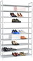 Shoe rack with 10 shelves metal and non-woven fabric silver - Shoe Rack