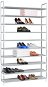 Shoe rack with 10 shelves metal and non-woven fabric silver - Shoe Rack