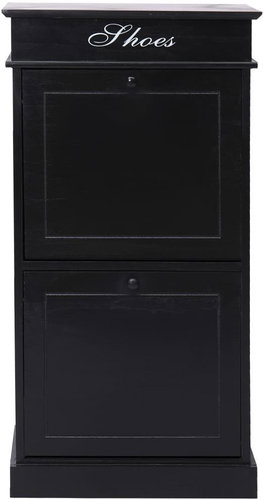 Shoe rack black 50×28×98 cm wood pavlovnia - Shoe Rack - Main image