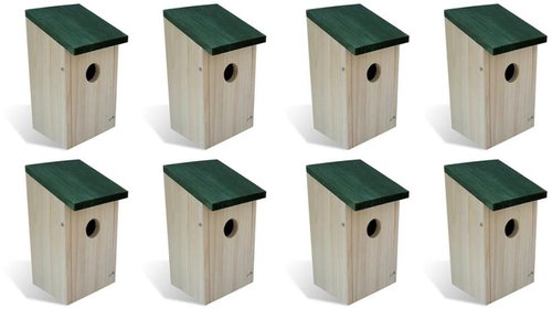 Birdhouses 8 pcs wooden 12×12×22 cm 276006 - Nesting Box - Main image